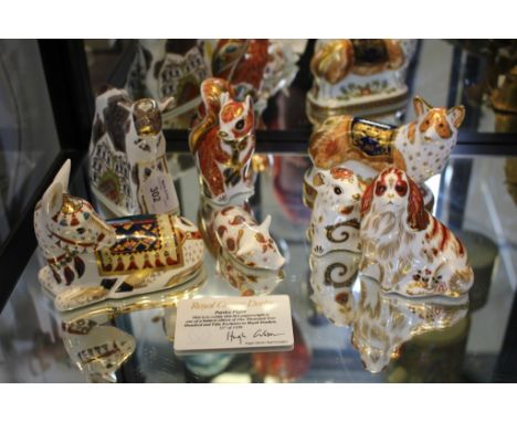 Seven Royal Crown Derby figures of animals in Imari colours, including Paisley piglet (limited edition) and The Royal Windsor