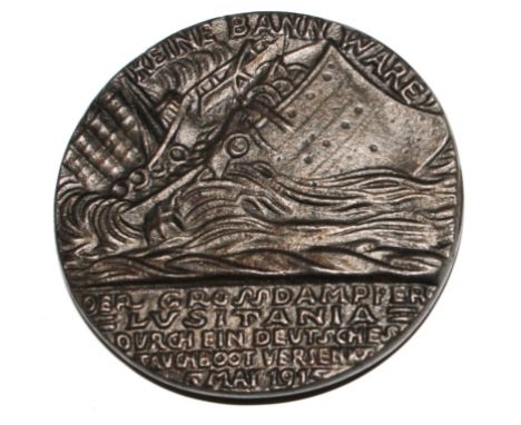 A bronze medallion of the sinking of RMS Lusitania