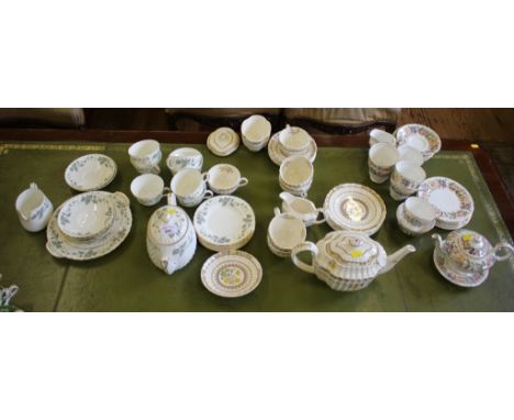 A Minton Greenwich pattern part tea service, for six place settings including teapot, milk jug, bread plate and sugar bowl, a