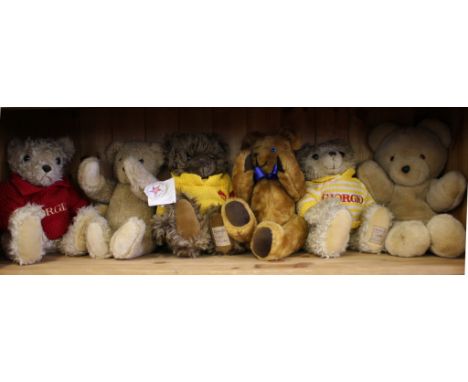 Three Giorgio Beverly Hills Collectors Bears, 1995, 1996 and 1997; a Vermont Teddy Bear and two others