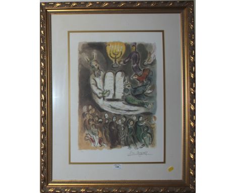 After Marc Chagall 'Tablit' - Moses presenting the Tablets Limited edition lithograph with facsimile signiture 150/500, publi