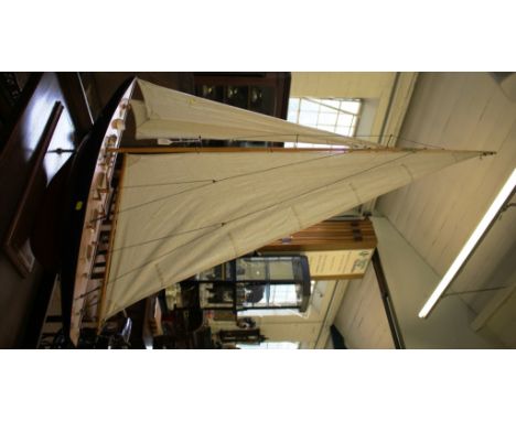 A scale model of a yacht in full sail, retailed by Nauticalia, London, length 100cm, height 148cm 