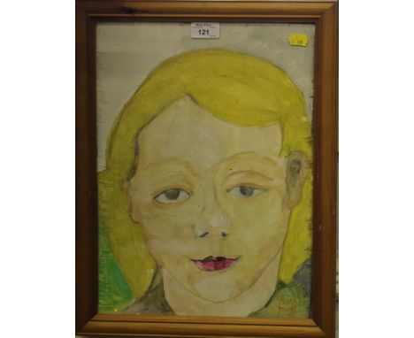 Richard Conway-Jones Head portrait of a girl Oil on panel, initialled, 40cm x 30cm