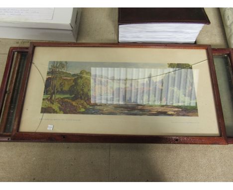 A framed and glazed carriage print 'River Allen, County Durham', glass cracked and three other frames  (4)