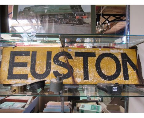 An enamel single sided station sign - EUSTON 