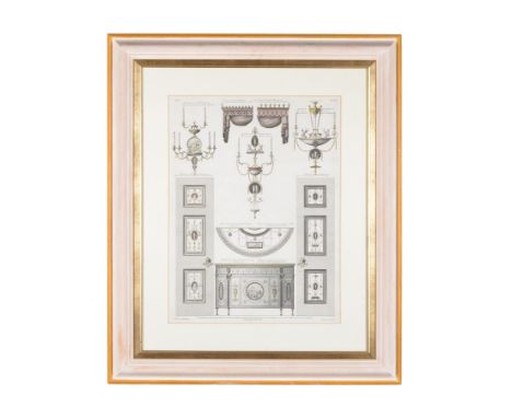 Furniture and Furnishings, Adam (Robert &amp; James, after), a group of five bookplate engravings, comprising; one of various