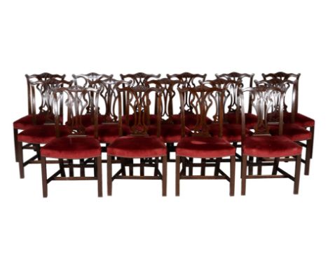 †A set of fifteen mahogany dining chairs in George III style, first quarter 20th century, after the manner of Thomas Chippend