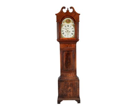 A mahogany and inlaid longcase clock, George Claridge, Chepstow, early 19th century, the eight-day bell striking movement wit