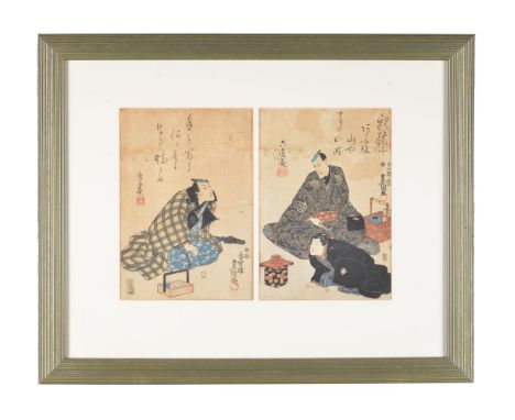 Kuniyoshi, Kunichika and Toyokuni: A Group of Japanese Woodblock Prints, some mounted as diptychs, of ukiyo-e scenes and kabu
