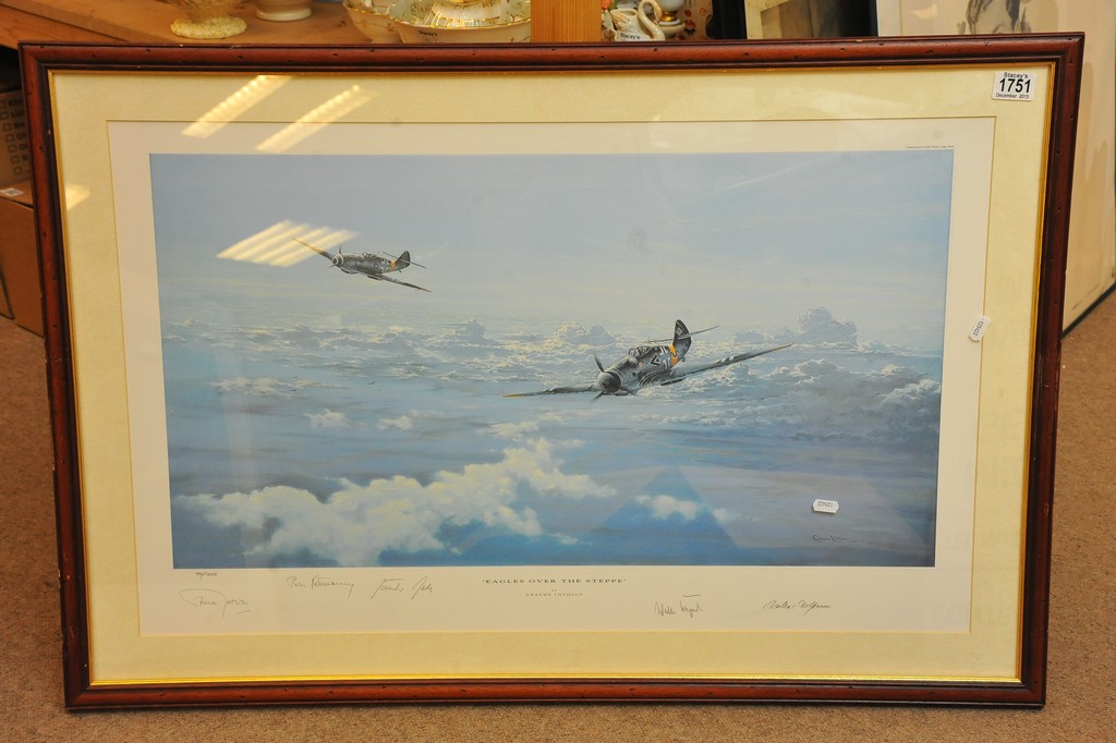 A large limited edition signed Graeme Lothian WW2 aviation print Eagles ...