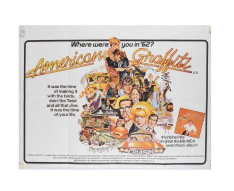 American Graffiti (1973) UK Quad poster, UK Quad cinema poster for the early George Lucas film with the distinctive artwork b