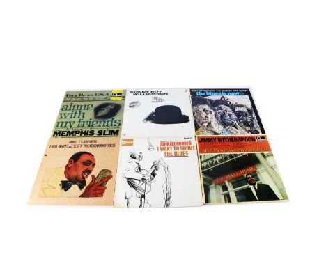 Blues LPs, approximately forty-five albums of mainly Blues with artists including John Lee Hooker, Memphis Slim, Jimmy Wither