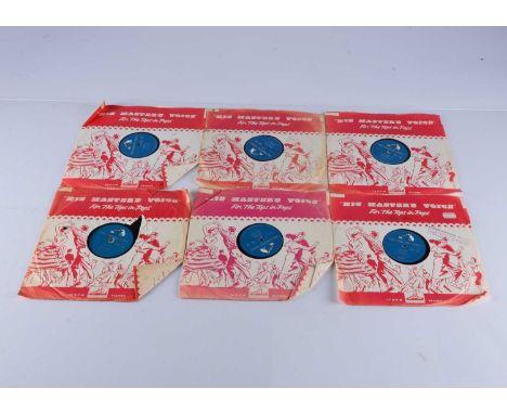 Elvis Presley 78s, ten UK release 78s comprising Paralyzed, Blue Suede Shoes, Love Me Tender, Hound Dog (2 copies), Blue Moon
