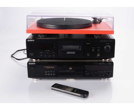 Pro-Ject Deck / Sony CD / Cassette Deck, Pro-Ject Primary E Record Deck 060691 with Ortofon cartridge s/n 22S119951 (unscratc