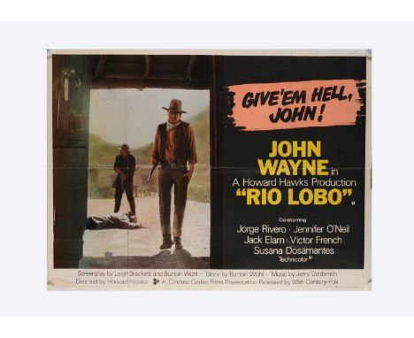 Rio Lobo (1970) UK Quad Poster, UK quad poster for this John Wayne western -  folded with light water marking, otherwise in v