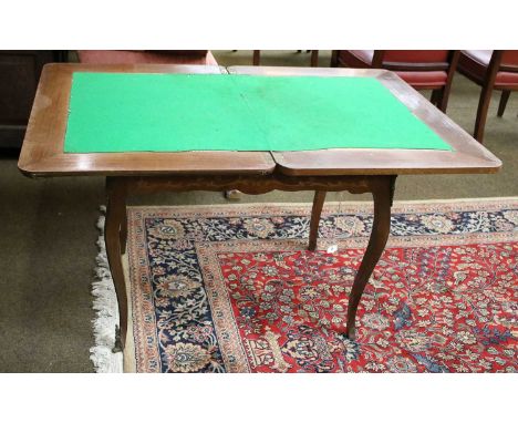 A Continental Marquetry Inlaid Kingwood Foldover Card Table, with gilt metal mounts, 80cm by 60cm by 70cm