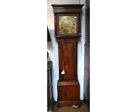 An oak thirty hour longcase clock, arch painted dial inscribed J. Farnworth, Nottingham, later movement, together with anothe