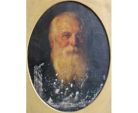 British School (19th century) Head and shoulders portrait of an elderly gentlemanOil on canvas (oval); together with three de