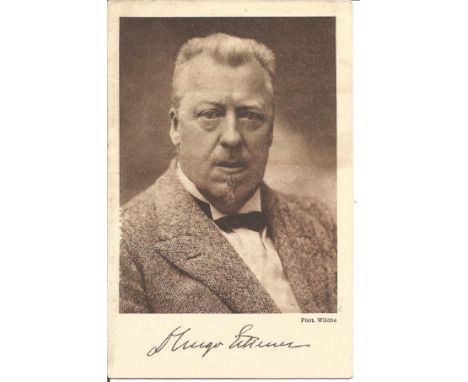 Zeppelin Hugo Eckener signed to back of portrait postcard, signs of age priced accordingly. Good Condition. All autographed i