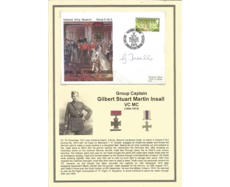 Group Captain Gilbert Stuart Martin Insall VC MC signed 1970 The Victoria Cross, National Army cover set with corner mounts i