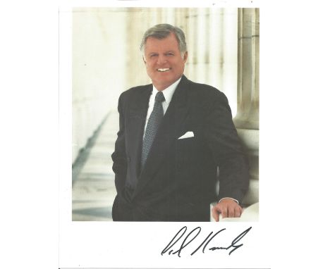 Senator Ted Kennedy signed 10 x 8 inch colour portrait photo. Good Condition. All autographed items are genuine hand signed a