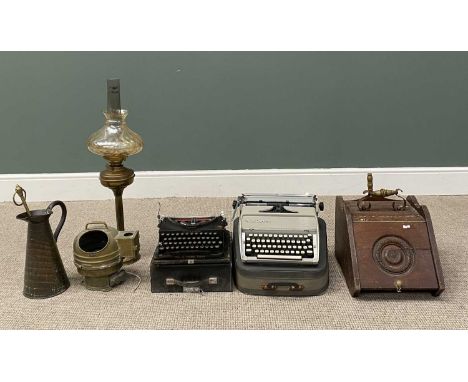 VINTAGE FURNISHING, OFFICE &amp; COLLECTABLE GOODS, lot comprises a mahogany fireside coalbox with interior liner and scoop, 