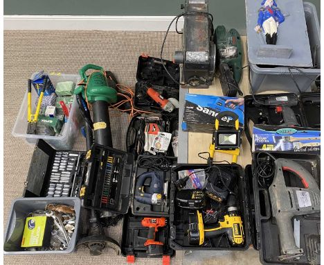 LARGE ASSORTMENT OF CASED &amp; OTHER POWER TOOLS, HAND TOOLS &amp; FIXINGS, DeWalt, Bosch, Black &amp; Decker, mobile shredd