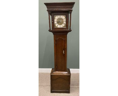 18TH CENTURY &amp; LATER OAK LONGCASE CLOCK - DIAL MARKED WEBSTER SALOP, 10.5-inch square brass dial, the silvered chapter ri