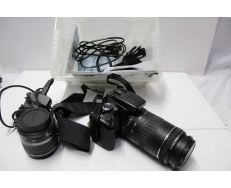 Canon EOS 400d digital camera with 90-300mm and 18-55mm zoom lenses and accessories