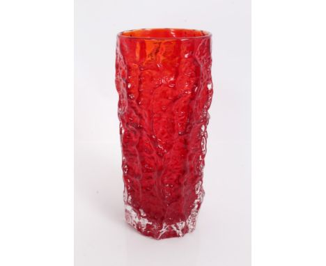 Whitefriars Ruby bark vase designed by Geoffrey Baxter