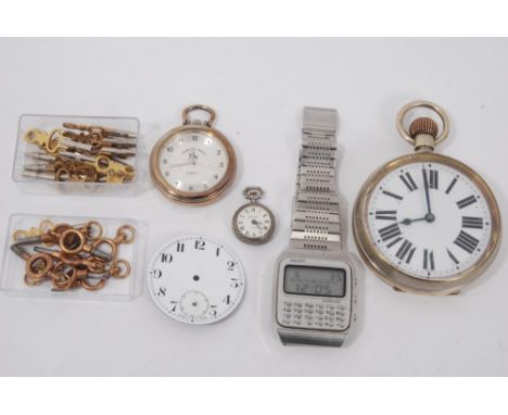 Victorian Goliath watch with button wind movement in a plated case, together with a Casio calculator watch, other watches and