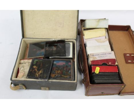 Collection of various Magic lantern slides to include the British Navy and others (2 boxes)