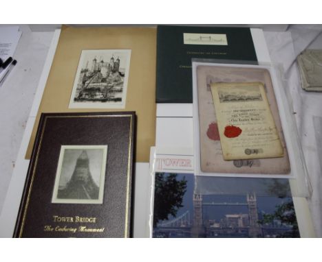 Tower of London commemorative items including an original ticket to witness 'The Ceremony' of laying the first stone of the N