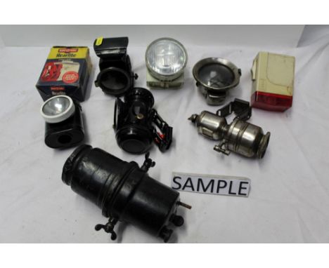 Collection of Vintage cycle lights to include paraffin and later Dynamo and electric items