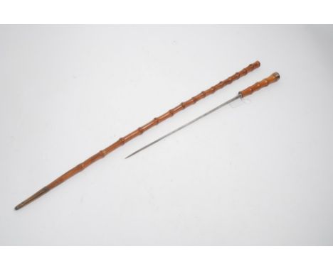 19th century bamboo dagger stick with hollow ground blade and another dagger stick (2)