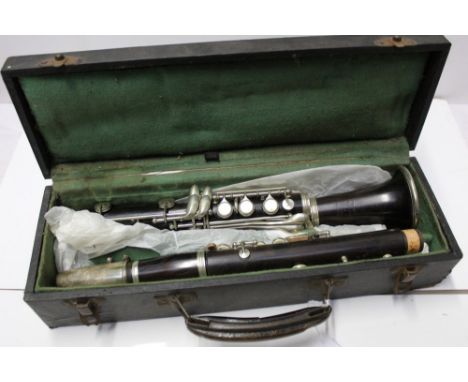 Clarinet in case, stamped 'F. Buisson Paris B Low Pitch Made in France'