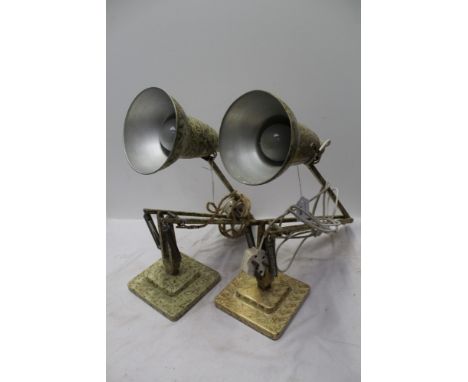 Two vintage anglepoise lamps by Herbert Terry and Sons, both with original mottled paintwork