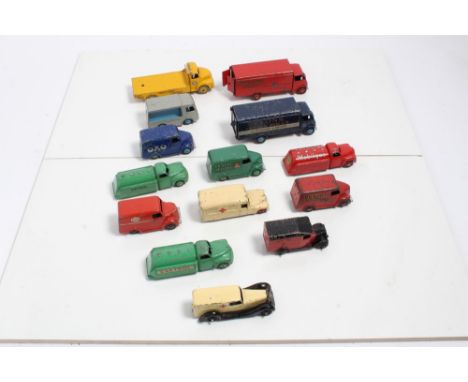 Dinky selection of unboxed early commercial vehicles including Oxo Trojan van, Chivers Jelly, Dunlop Tyres, Guy Lorry, Lyons 