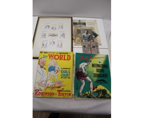 Boxing interest: Collection of memorabilia relating to boxers Randolph and Dick Turpin, including ticket for the bout between