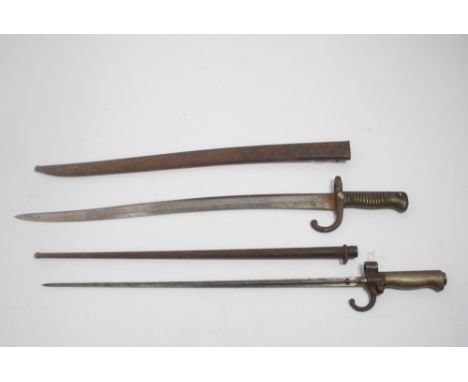First World War French Label Bayonet together with an 1866 Chassepot Bayonet (2)