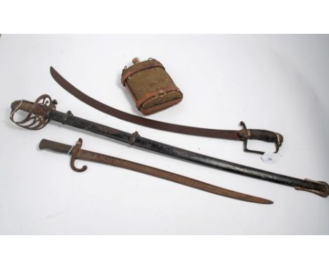 Georgian 1805 Pattern Naval Officers' Sword, together with a Victorian Sword, a First World War French Bayonet together and a
