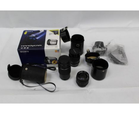 Group camera lenses including Yashica, Hoya and Carl Zeiss