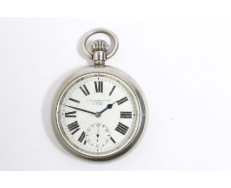 First World War period open faced Military Pocket Watch by Henry Williamson Ltd, white enamel dial, numbered 313210 to centre