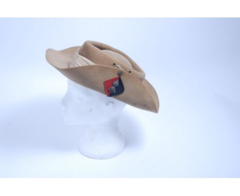 Second World War British Army Bush / Slouch Hat, with leather head band and Royal Artillery badge