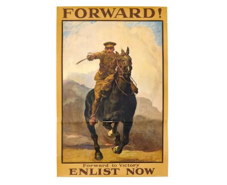 First World War recruitment poster - Forward! Forward to Victory, enlist now. By Lucy Kemp-Welch (1869 - 1958) depicting a Ca