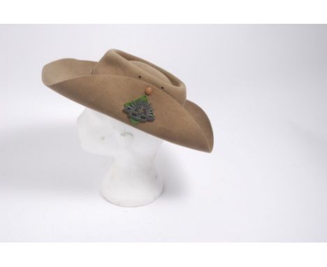 Second World War Army Bush / Slouch Hat, with leather head band, stamped Denham &amp; Hargrave Ltd, Atherstone dated 1943 and