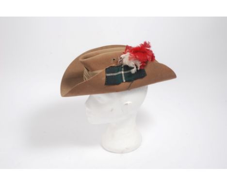 1950s British Army Bush / Slouch Hat, with leather head band stamped F.J.E. Ltd, Atherstone, 1959 and Tartan badge