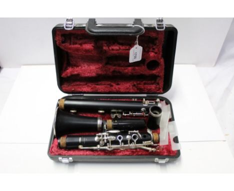 Yamaha 26ii clarinet in case, and a quarter sized viola with spurious Stradivarius label