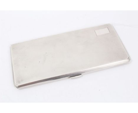 Silver cigarette case with engine turned decoration, Birmingham 1946