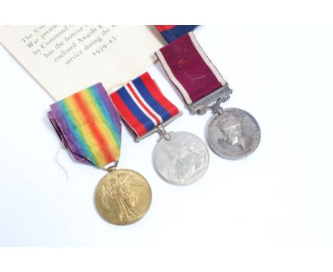 First World War Victory medal named to 7402. PTE. E. C. Becker. S. Staff. R. together with a Second World War, war medal and 